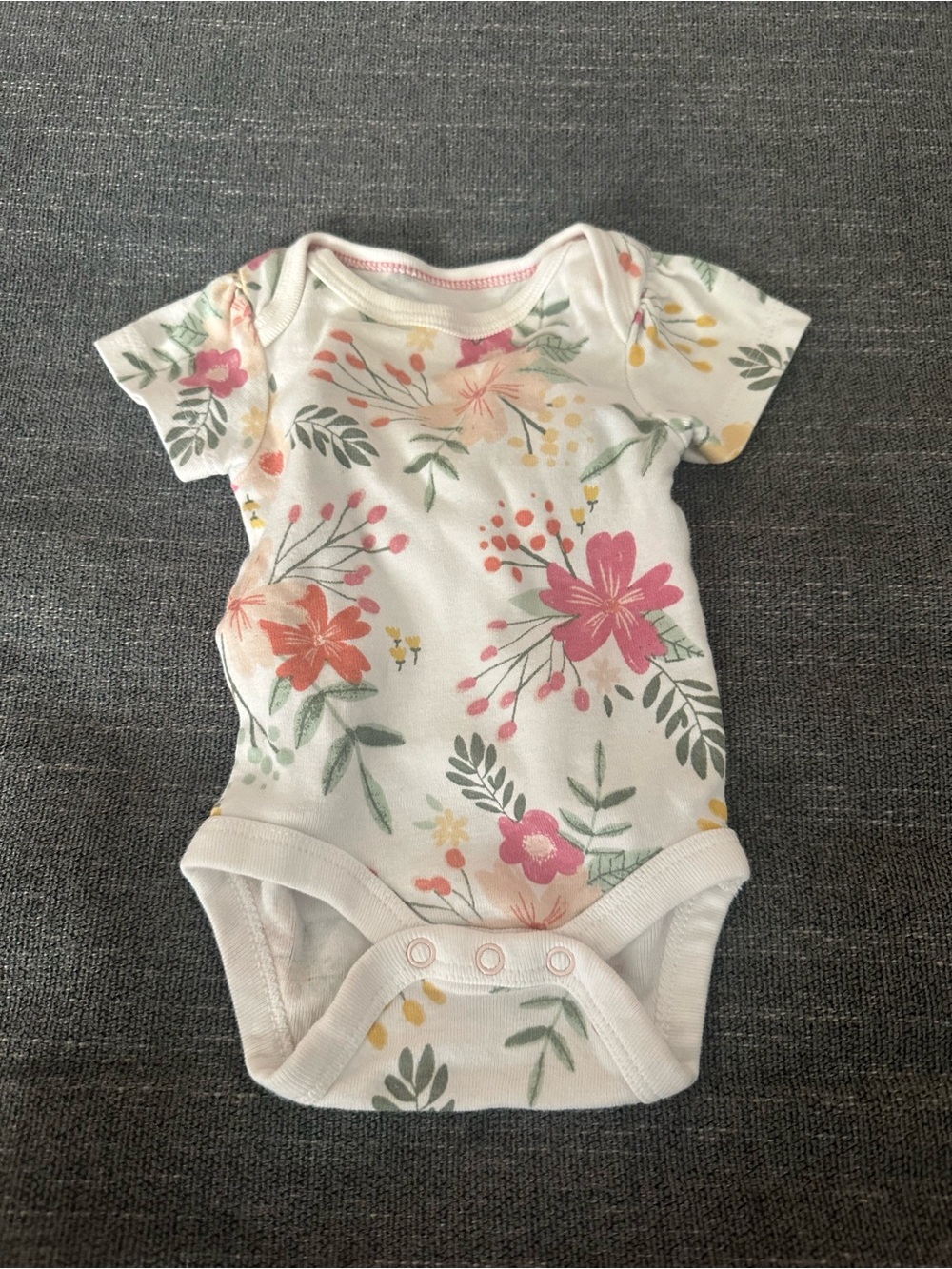 Floral Baby Onesie - Pink, Peach & Green Print